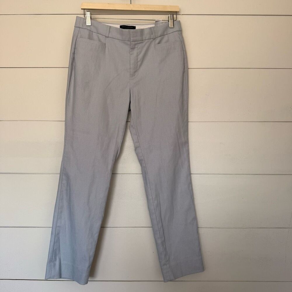 Banana Republic Women’s 6 White Blue Striped Sloan Curvy Fit Work Career Pants